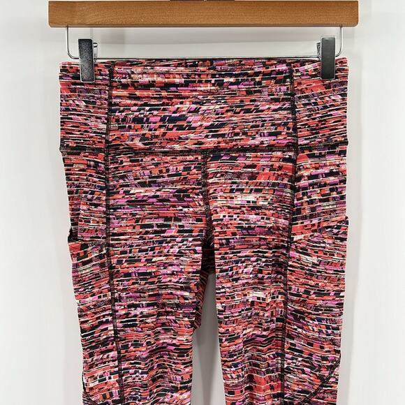 Lululemon Fast and Free Tight II 25" *Nulux  - Flash Pleat Orange Multi - 6 - Picture 2 of 7